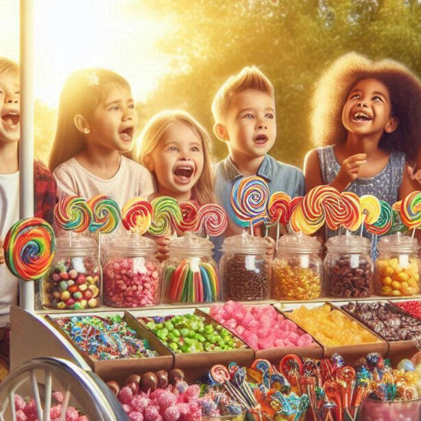 le charriot rempli de bonbon