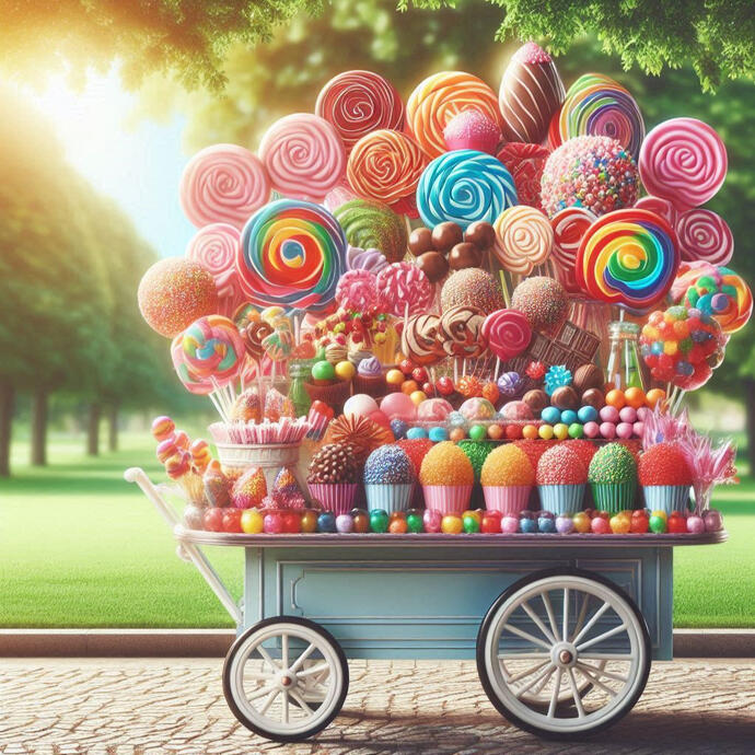 Mon chariot remplie de bonbon au parc